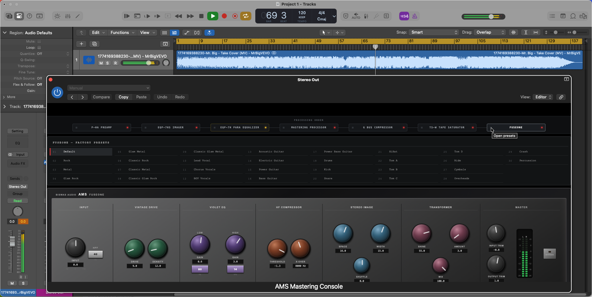 AMS Rack Units Presets and Bypass Controls